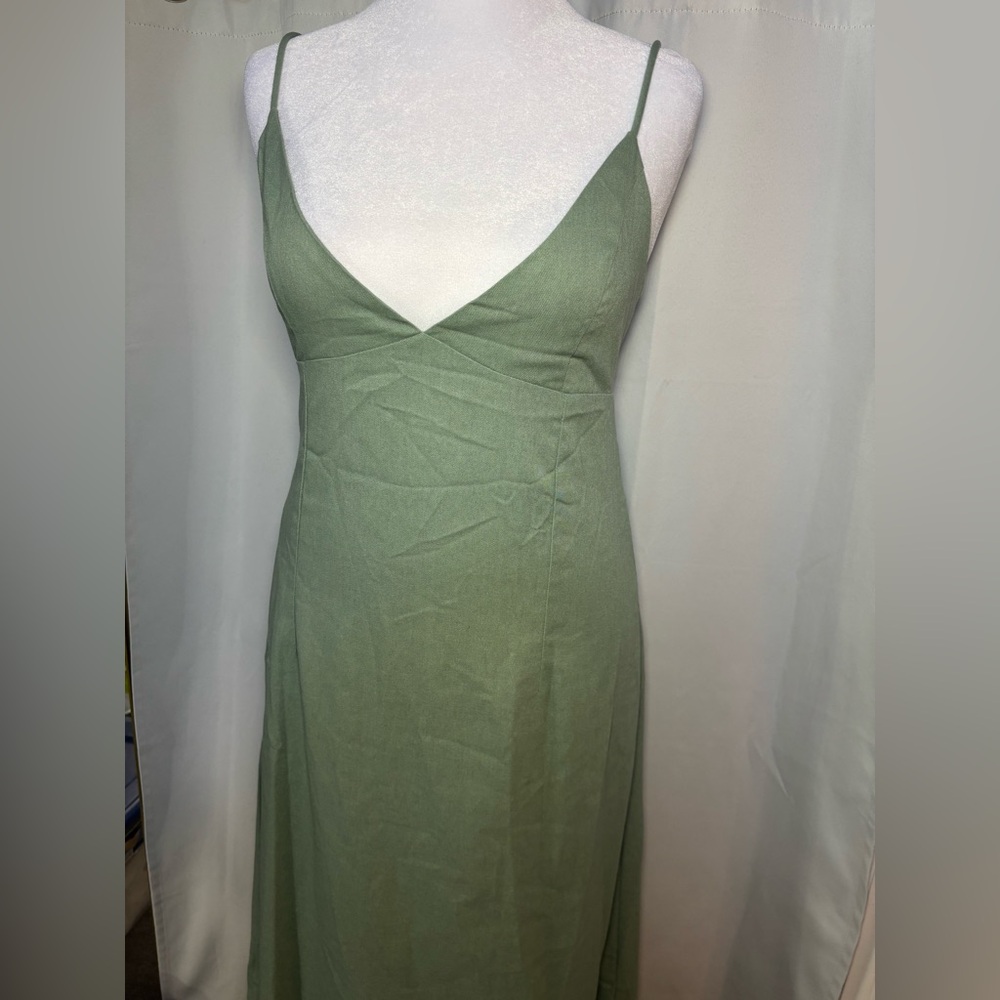 NWT Peppermayo Sage Open Back Linen Blend Maxi Dress XL - Picture 3 of 10